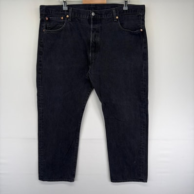 古着 リーバイス Levi's デニム パンツ ストレート 501 大きいサイズ ボタンフライ ブラックデニム W42 L30 ブラック系 メンズ