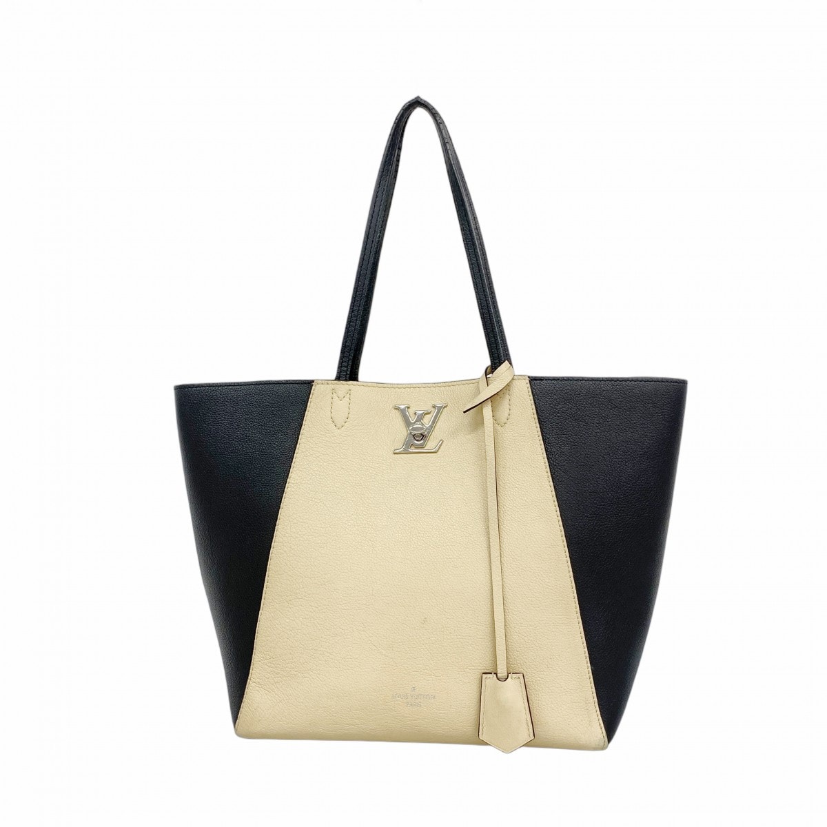 【6dd4714-k】ルイヴィトン トートバッグ カーフ ロックミーカバ M42289 ヴァニーユ/ノワール【中古】レディース