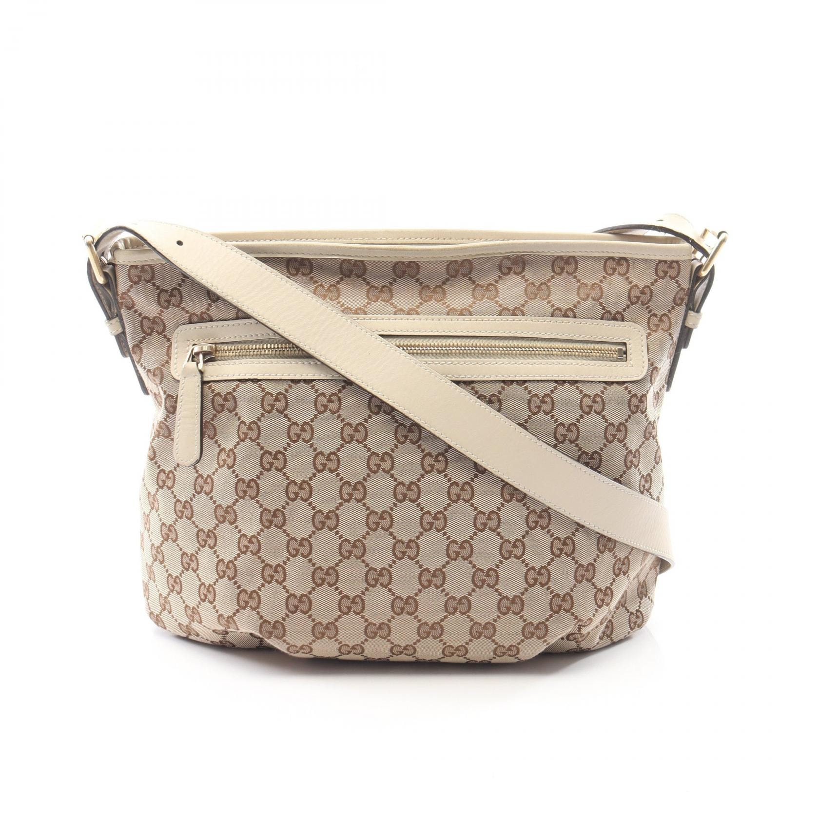 グッチ GUCCI GGキャンバス ショルダーバッグ バッグ キャンバス レザー レディース ベージュ系 / ホワイト系 388930 【中古】