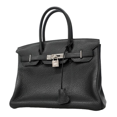 【6ia1067】エルメス ハンドバッグ バーキン30 トゴ ブラック シルバー金具 □J刻印【中古】レディース