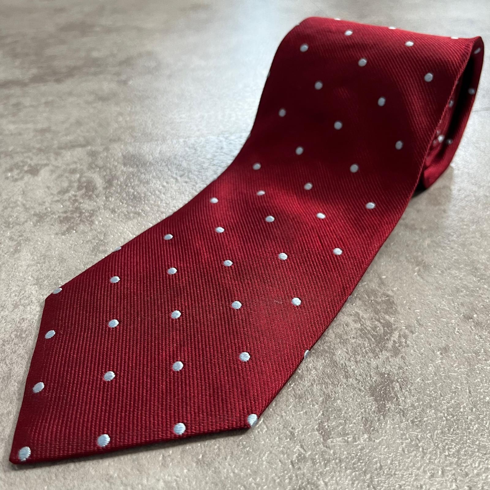 【Brooks Brothers】ブルックスブラザーズ ドット 水玉 小紋柄 レップタイ ネクタイ レッド ライトブルー シルク100% アメリカ製 メンズ