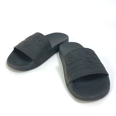 グッチ GUCCI ロゴ スライド 525140 ビーチサンダル 靴 シャワーサンダル プールサンダル サンダル ラバー ブラック