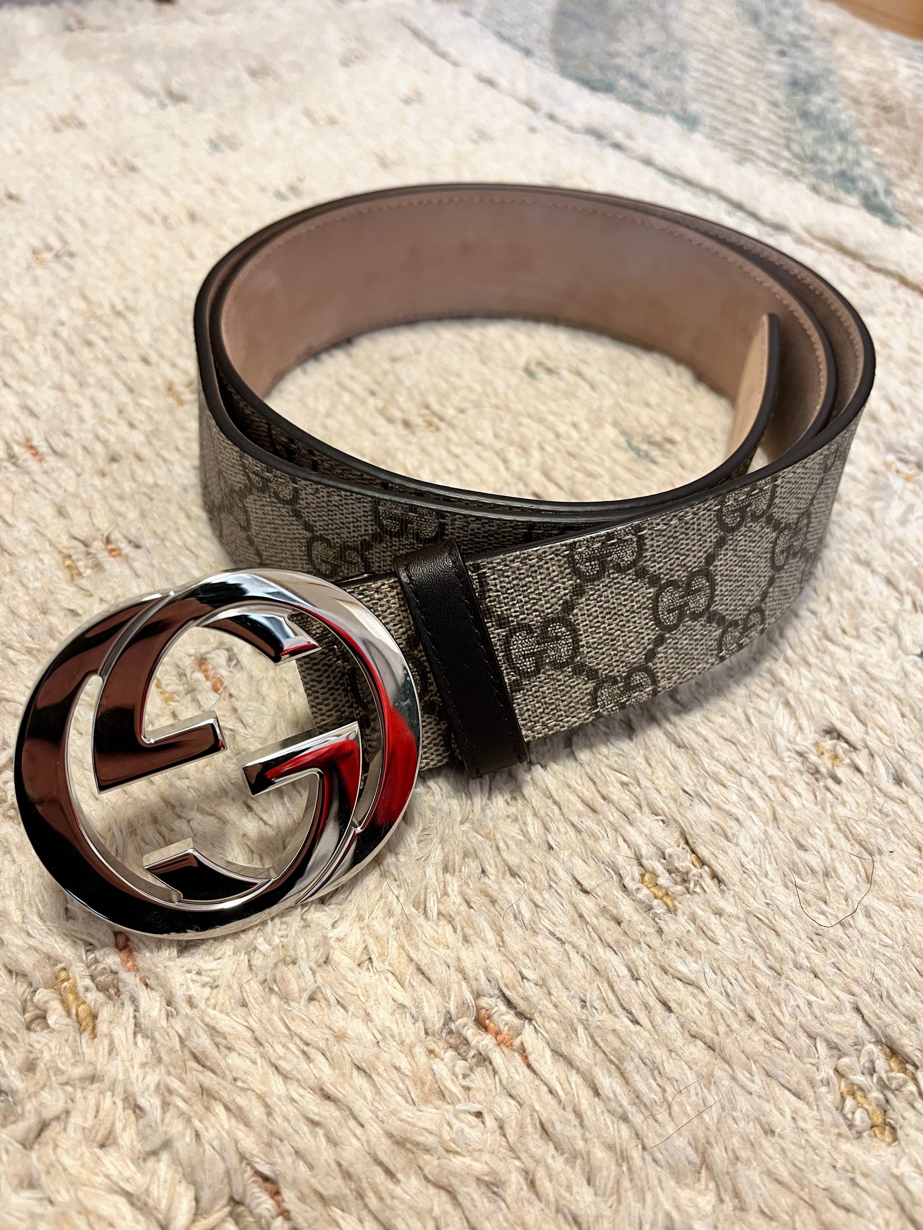 GUCCI GG Supreme Belt With G Buckle "Beige/Ebony"