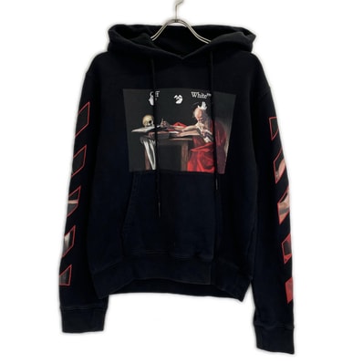 オフホワイト 21SS OMBB034R21FLE004 ブラック プルオーバーパーカー S