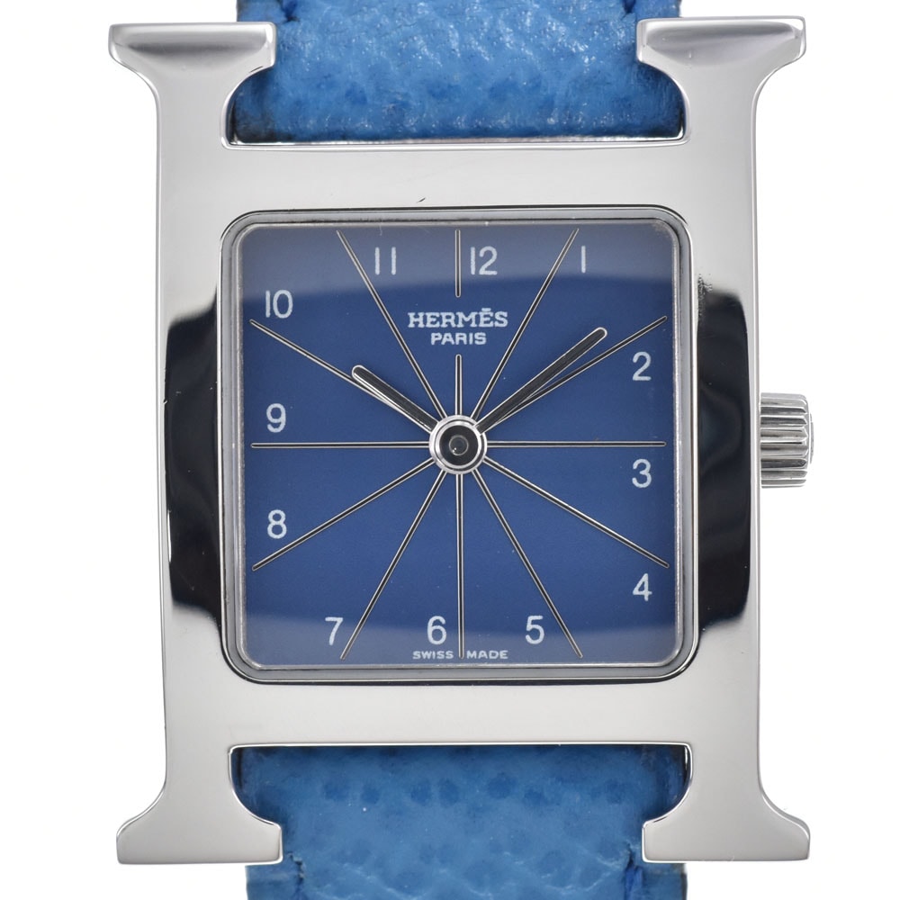 エルメス HERMES HH1.210 Hウォッチ ブルー クォーツ レディース 良品 腕時計 M#148496