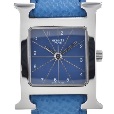 エルメス HERMES HH1.210 Hウォッチ ブルー クォーツ レディース 良品 腕時計 M#148496