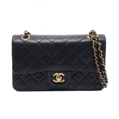 シャネル CHANEL マトラッセ Wフラップ ショルダーバッグ バッグ ラムスキン(羊革) レディース ブラック系 【中古】