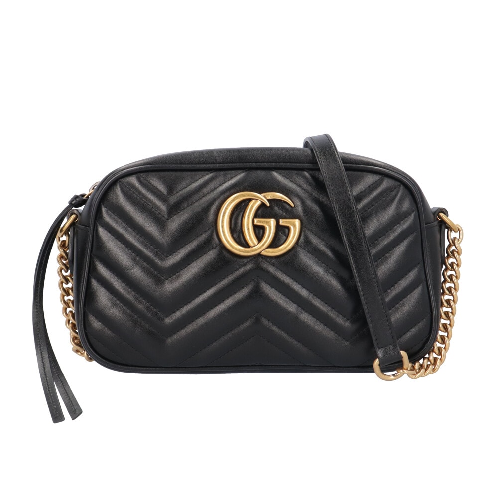 グッチ GGマーモント ショルダーバッグ レザー 447632 ブラック レディース GUCCI  中古