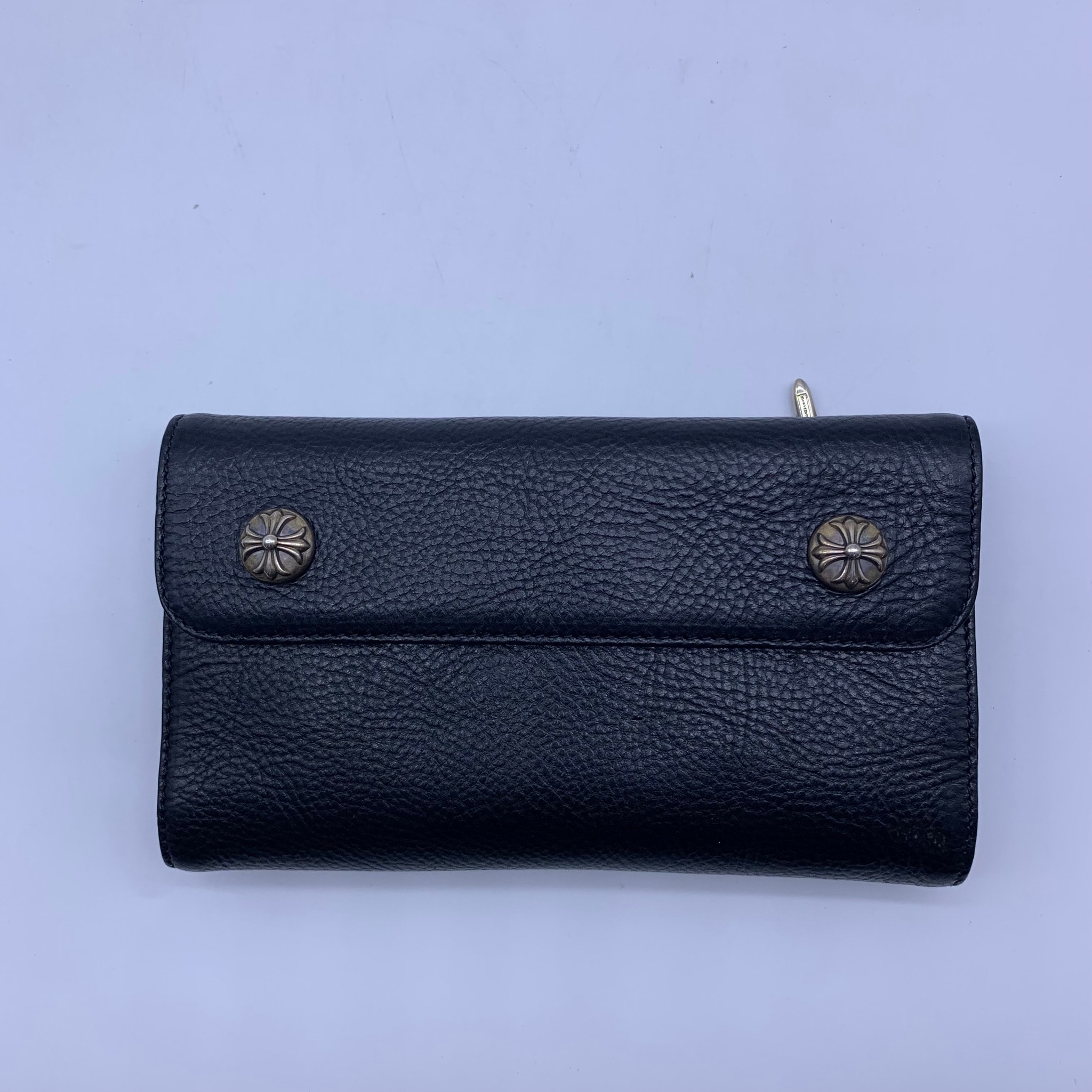 Chrome Hearts Wave Cross Ball Button Leather Wallet "Black/Silver"