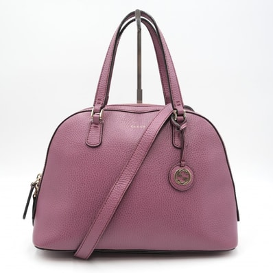 GUCCI(グッチ)レディダラー ドーム 2WAYハンドバッグ ショルダーバッグ パープル レザー ゴールド金具 レディース 388560【中古】