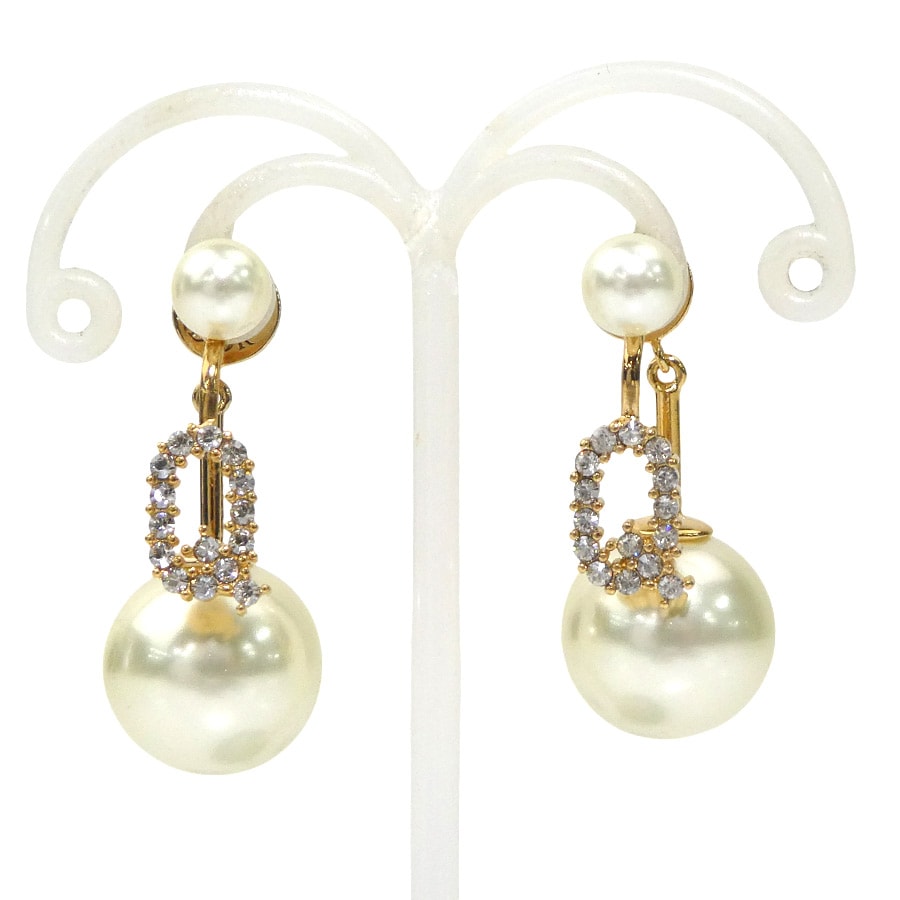 クリスチャンディオール Christian Dior ピアス トライバル ピアス メタル/フェイクパール ゴールド/ホワイト レディース【中古】 56962d