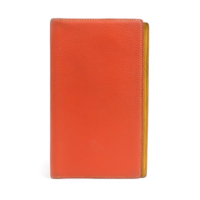 エルメス HERMES 手帳カバー レザー オレンジ/イエロー ユニセックス【中古】 e60600a
