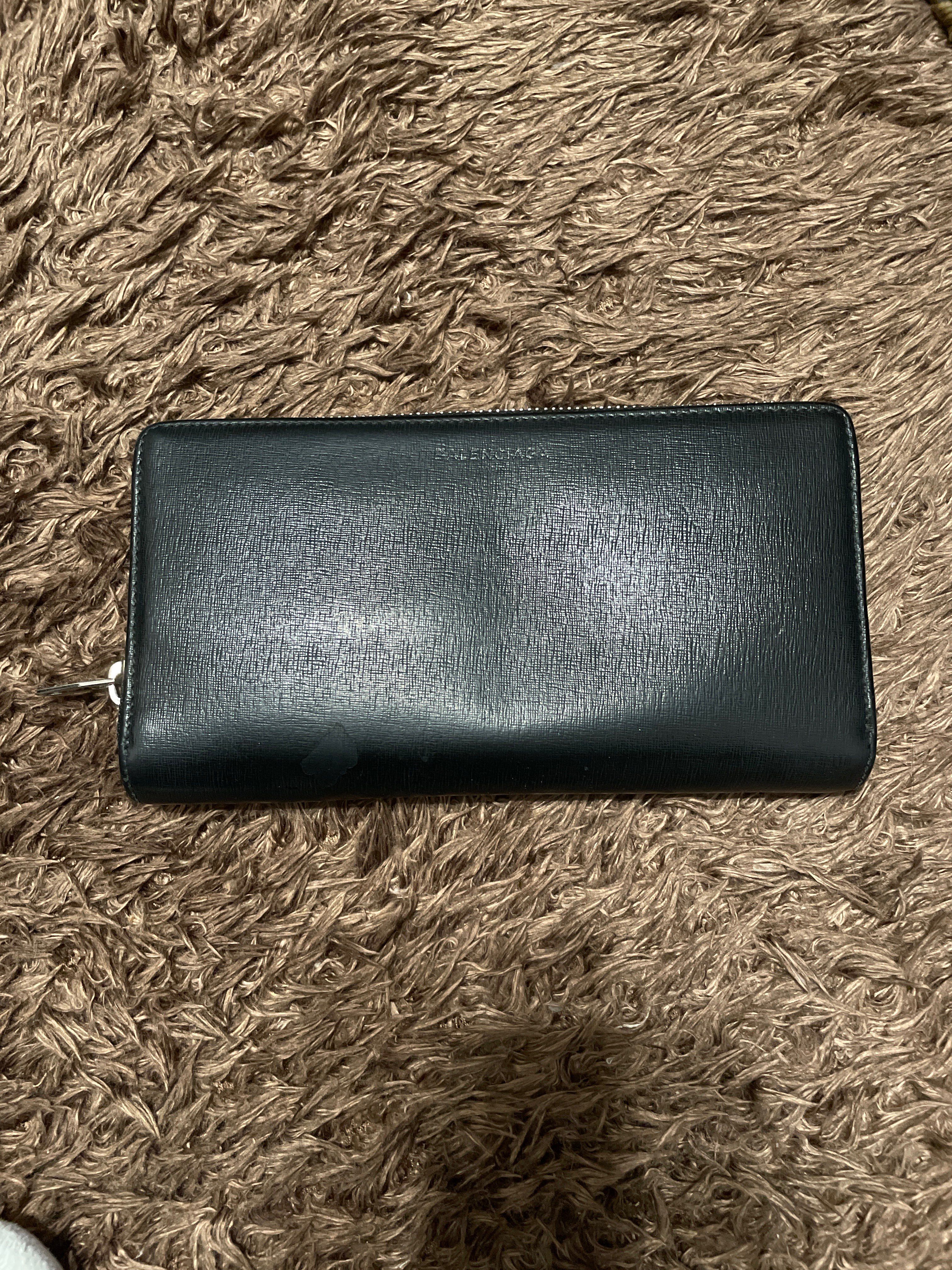 BALENCIAGA Logo Round Fastener Wallet "Black/Pink"