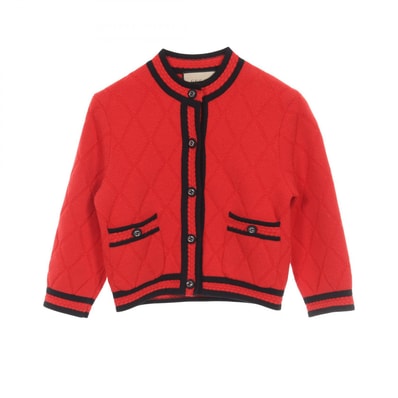グッチ GUCCI インターロッキングG ニット カーディガン 衣料品 トップス ウール レディース レッド系 / ブラック系 764584 【中古】