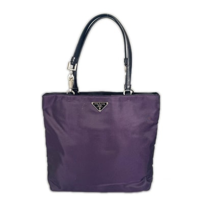 PRADA プラダ 三角ロゴ ハンドバッグ ナイロン パープル レディース【中古】