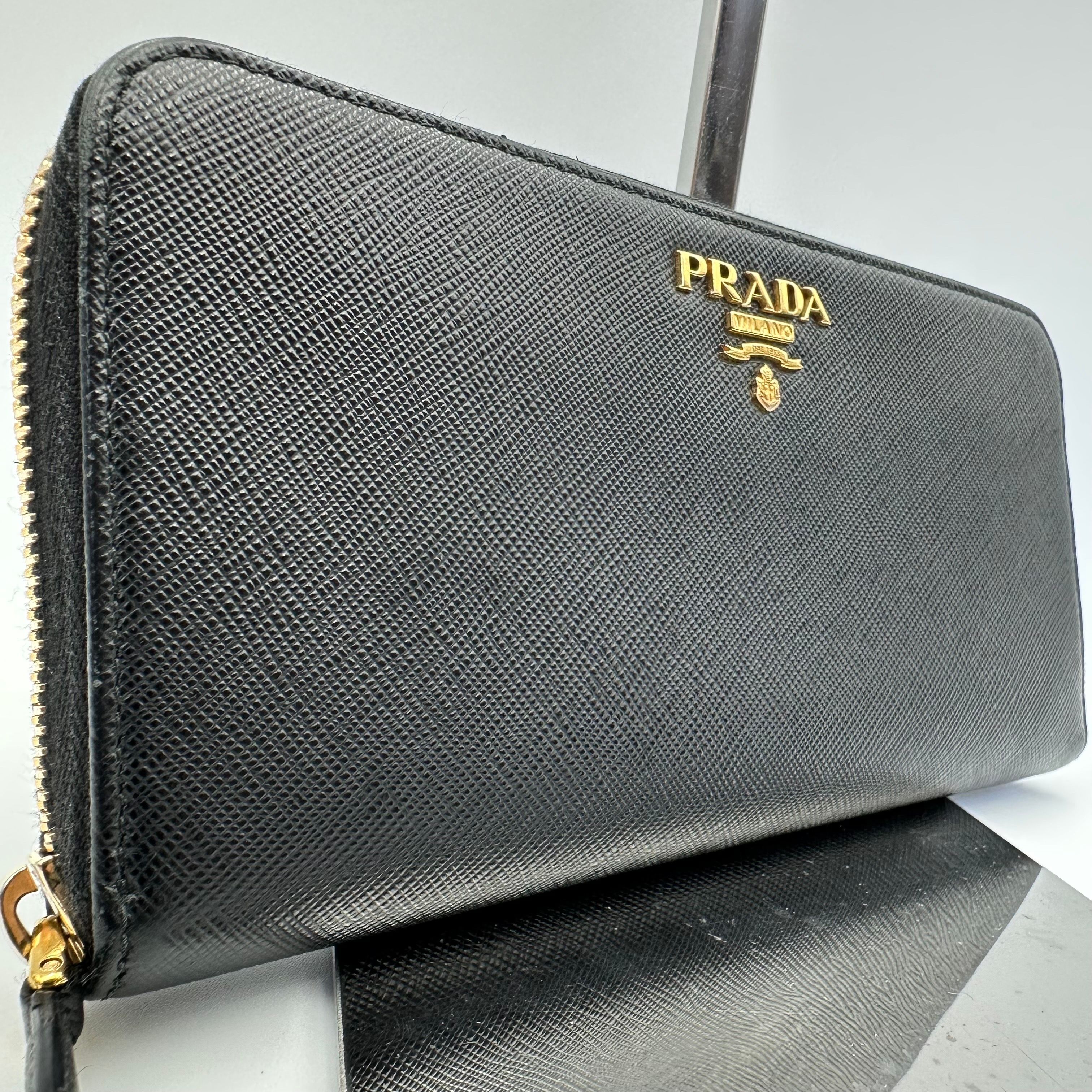 PRADA Large Saffiano Leather Wallet "Black"