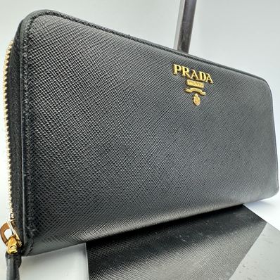 PRADA Large Saffiano Leather Wallet "Black"