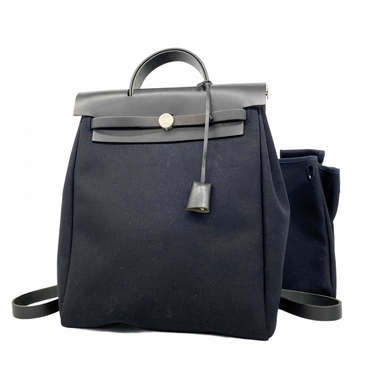 【6eb0962】エルメス リュック・デイパック エールバッグアドMM トワルオフィシエ ブラック シルバー金具 □D刻印【中古】メンズ レディース ユニセックス