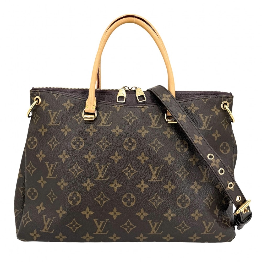LOUIS VUITTON ルイヴィトン 2WAY パラス ハンドバッグ ショルダーバッグ 肩掛け Pallas M40908 モノグラムキャンバス    ブラウン 茶 パープル 紫
 ゴールド金具 レディース【中古品】