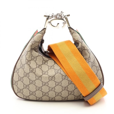 グッチ GUCCI アタッシェ GGスプリーム ショルダーバッグ バッグ PVCコーティングキャンバス レザー レディース ベージュ系 / マルチカラー 699409 【中古】