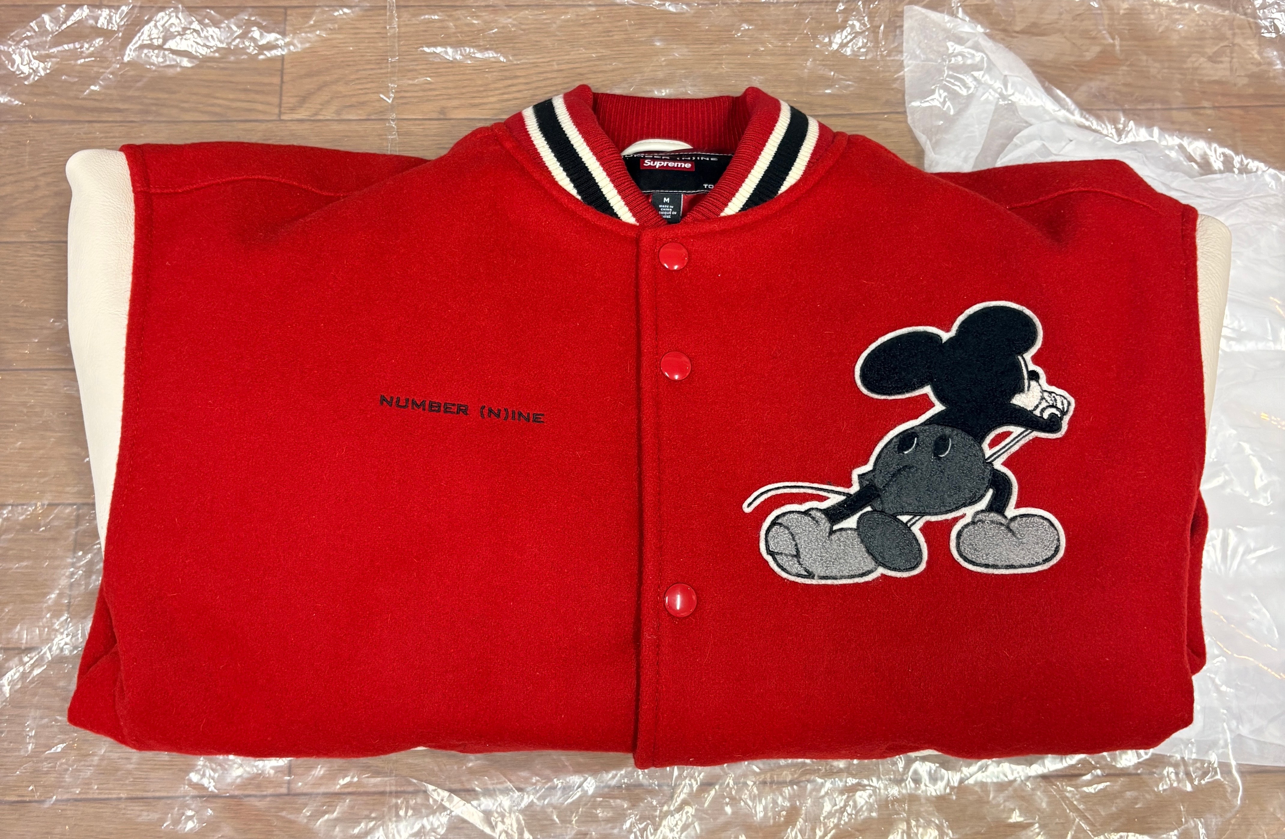 Supreme x Number (N)ine x Mickey Mouse Varsity Jacket "Red"