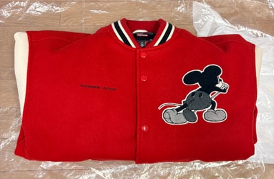 Supreme x Number (N)ine x Mickey Mouse Varsity Jacket "Red"