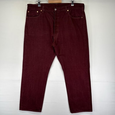 古着 リーバイス Levi's デニム パンツ Gパン カラーデニム 501 ストレート ボタンフライ 大きいサイズ W42 L32 レッド系 メンズ