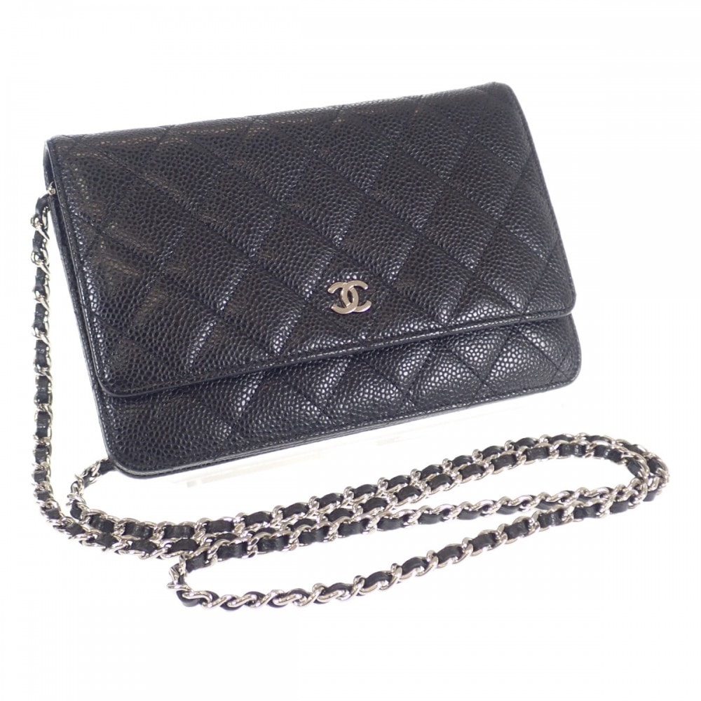 シャネル CHANEL マトラッセ クラシック チェーンウォレット ココマーク A33814_Y01864_C3906 長財布 キャビアスキン ブラック シルバー金具 レディース【中古】【Aランク】