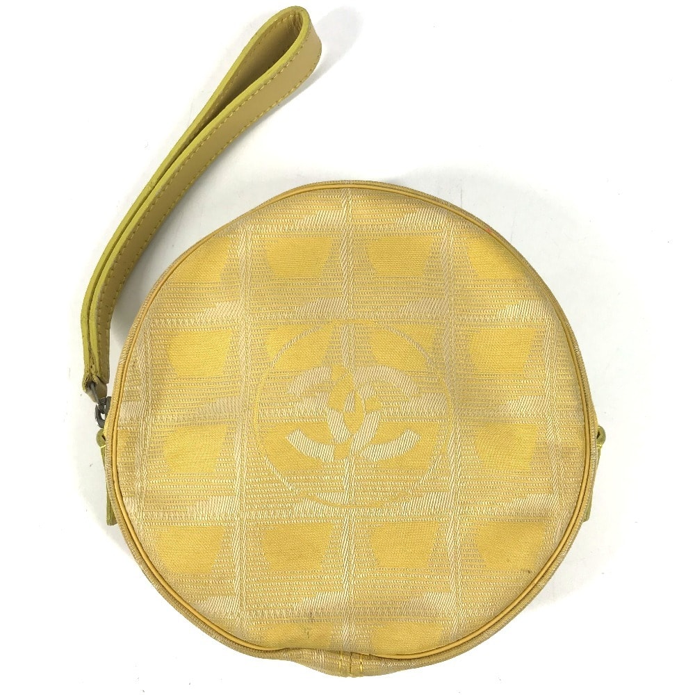 シャネル CHANEL CC ココマーク ロゴ ストラップ付き A17682 ニュートラベルライン ラウンド 丸形 ポーチ ヴィンテージシャネル Vintage Chanel 化粧ポーチ ナイロン イエロー