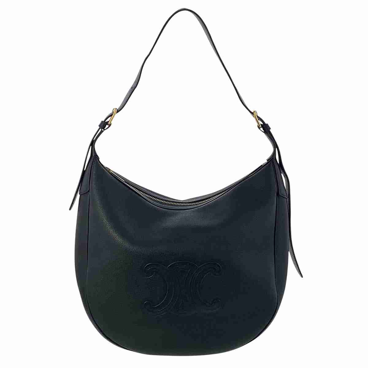 CELINE セリーヌ エロイズ トリオンフ  トートバッグ 114713 レザー ブラック  レディース【中古】