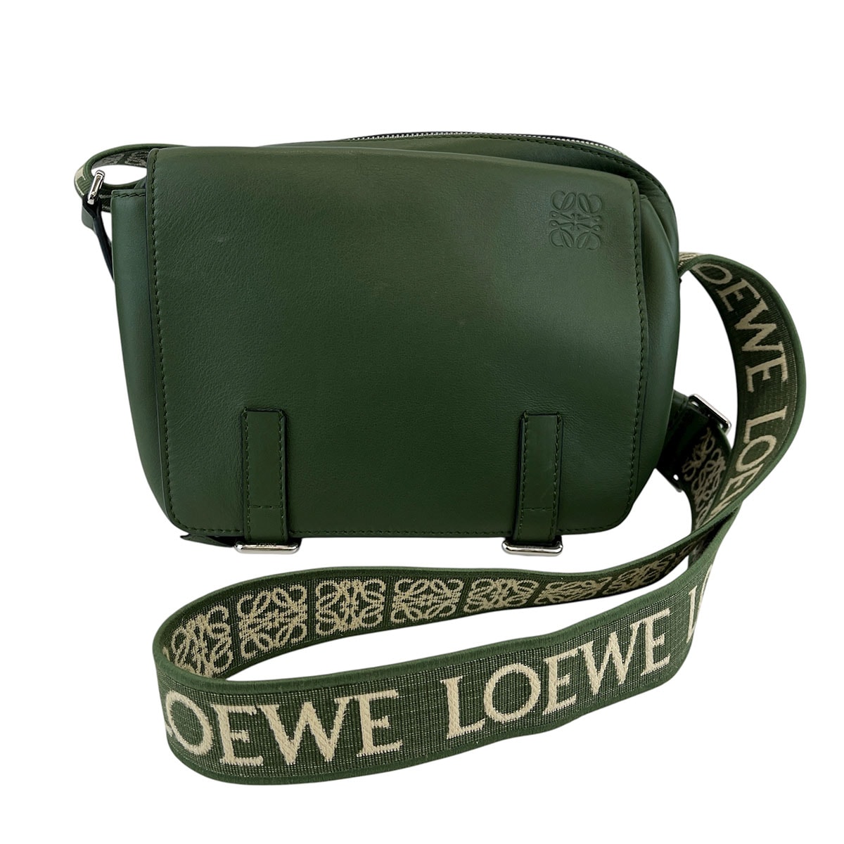 LOEWE ロエベ ミリタリー メッセンジャー ショルダーバッグ レザー 