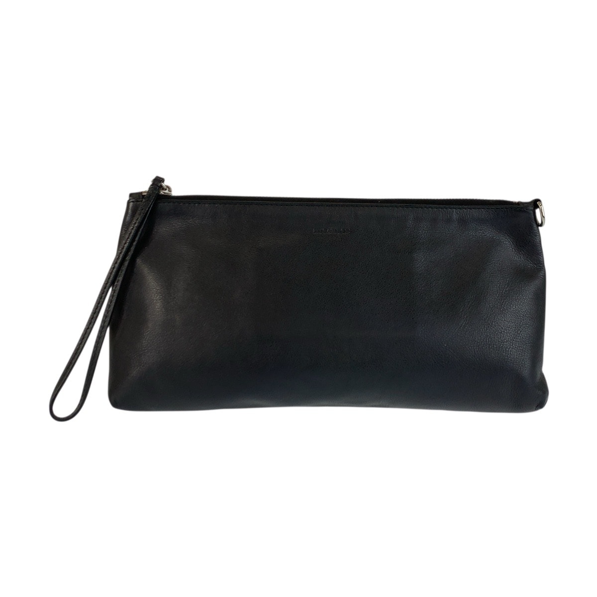 美品 JIL SANDER ジルサンダー ブラック 黒 シルバー金具 レザー クラッチバッグ セカンドバッグ 600753 【中古】