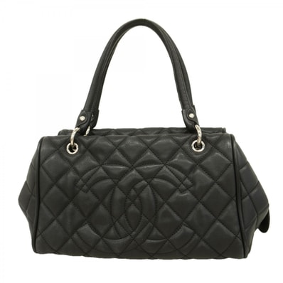 【6dc2298-k】シャネル ハンドバッグ マトラッセ キャビアスキン ブラック シルバー金具【中古】レディース