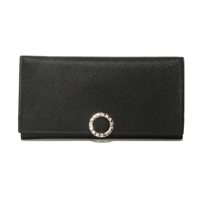 BVLGARI ブルガリ クリップ ラージ ウォレット グレイン カーフ ブルー バイカラー コンパートメント 札入れ カードケース パスケース コインケース 小銭入れ RFID ICチップ 未使用 BB ロゴ リング ブラック 長財布 30412