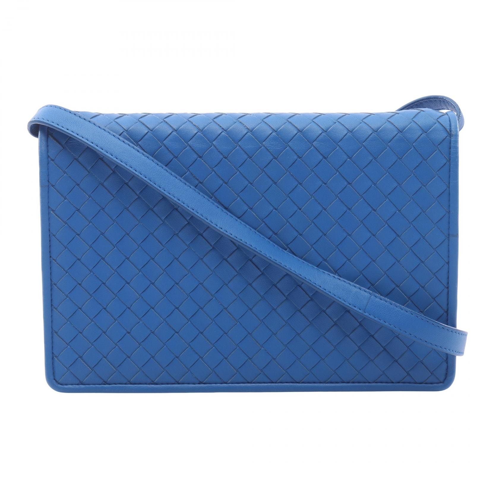 ボッテガヴェネタ BOTTEGA VENETA イントレチャート ショルダーバッグ バッグ レザー レディース ブルー系 【中古】