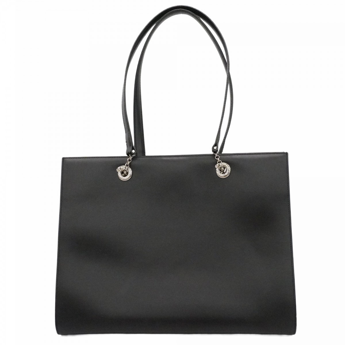 【6dc3714】カルティエ トートバッグ パンテール レザー ブラック シルバー金具【中古】レディース