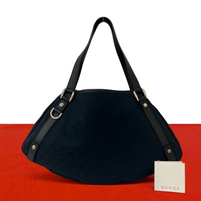 GUCCI グッチ GG 柄 キャンバス レザー トートバッグ ブラック
91470