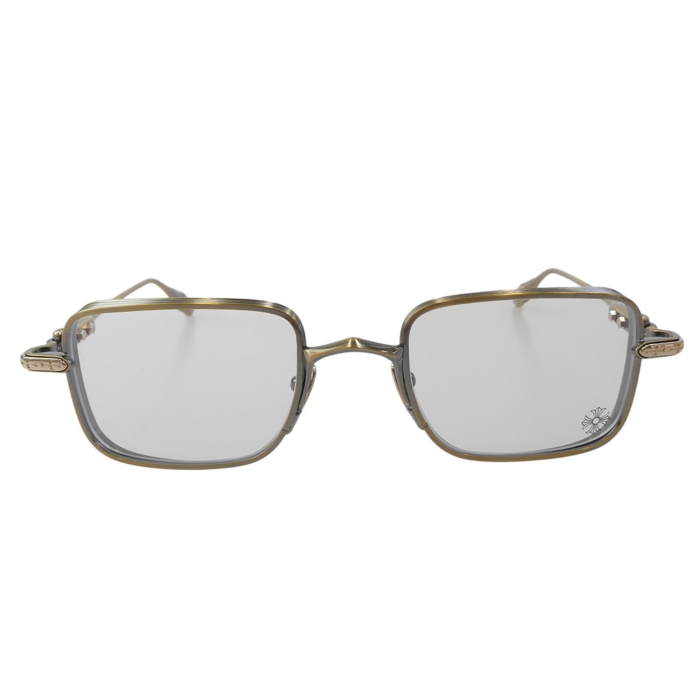 CHROME HEARTS クロムハーツ(原本無) メガネ ASSSOLUTLY スクエア メガネ 眼鏡 アイウェア クリア系 フレーム:ゴールド系 レンズ:クリア系 48□21-142【中古】