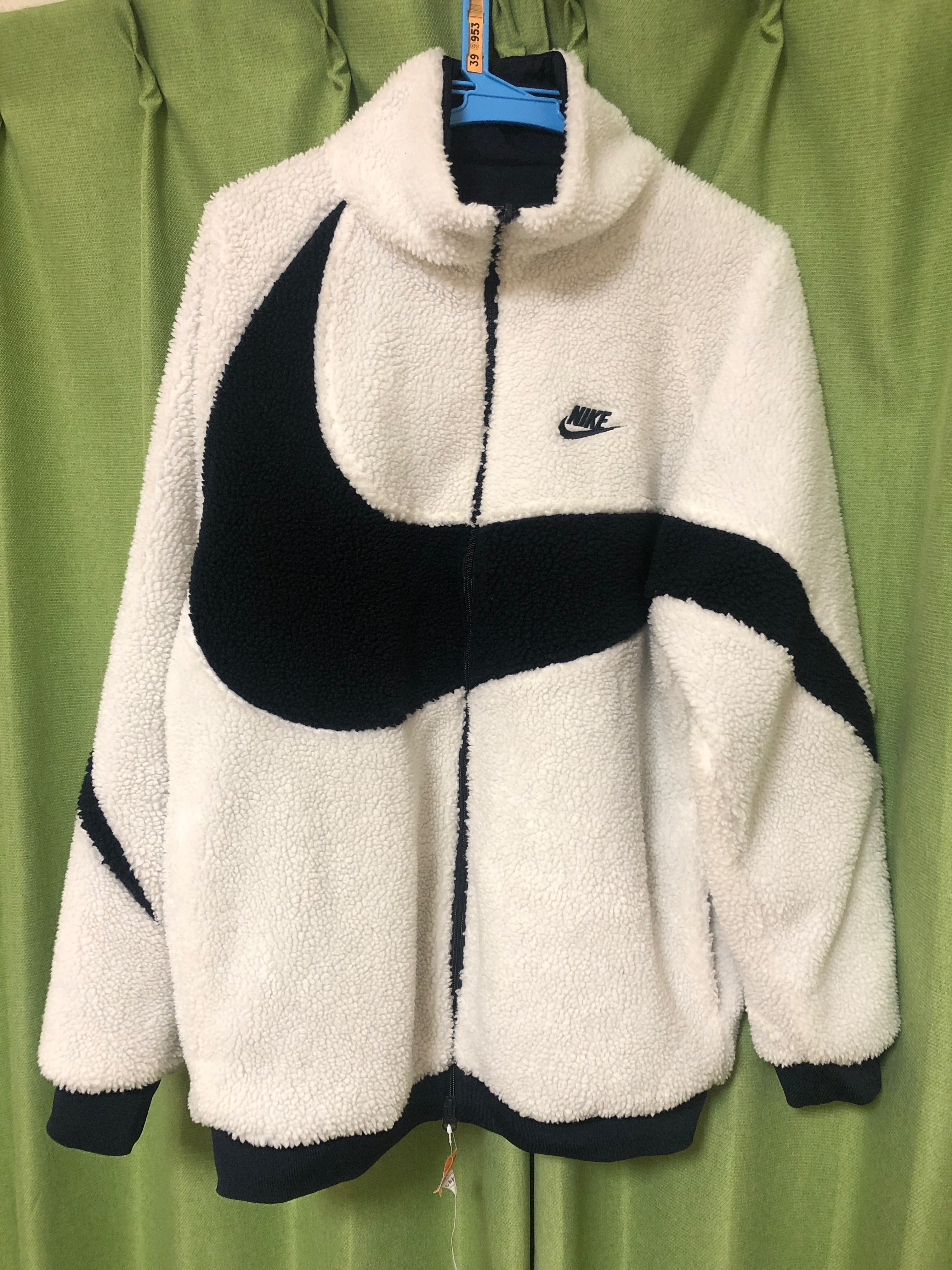 Nike Big Swoosh Reversible Boa Jacket "Sail/Dark Obsidian"