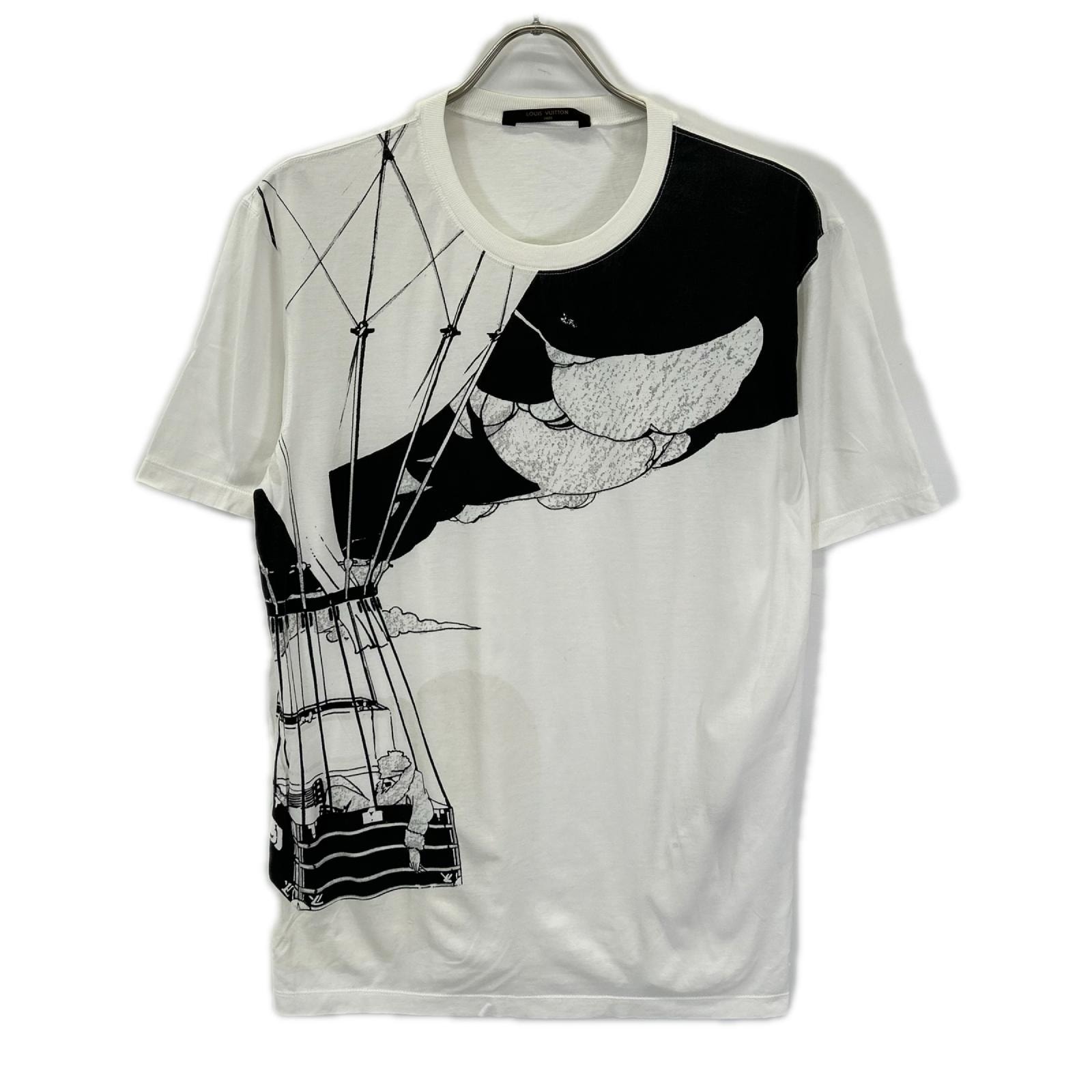 ルイヴィトン 11年製 MSJR07JB9 ホワイト プリント コットン Tシャツ XL