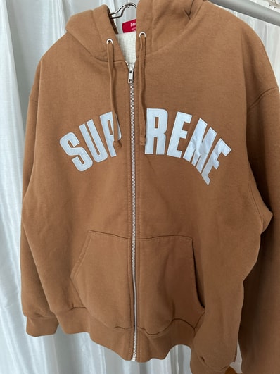 Supreme Arc Thermal Lined Zip Up Hooded Sweatshirt "Light Brown"