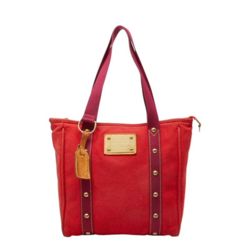 ルイ ヴィトン アンティグア カバMM トートバッグ ショルダーバッグ M40034 ルージュ レッド キャンバス レディース LOUIS VUITTON 中古