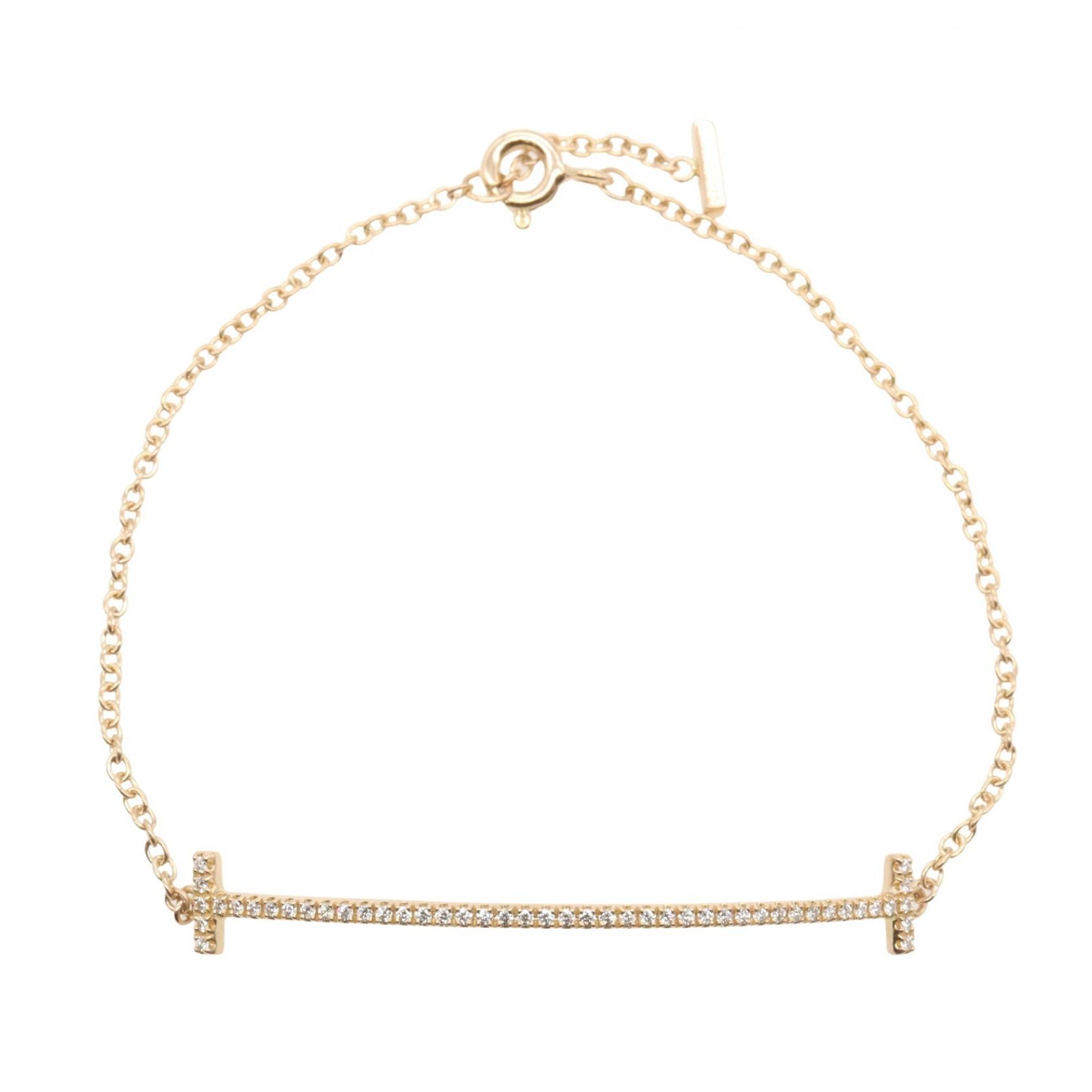 ティファニー TIFFANY&CO Tスマイル ダイヤ ブレスレット ミディアム ブレスレット アクセサリー K18PG(ピンクゴールド) ダイヤモンド レディース ゴールド系 / クリア系 【中古】