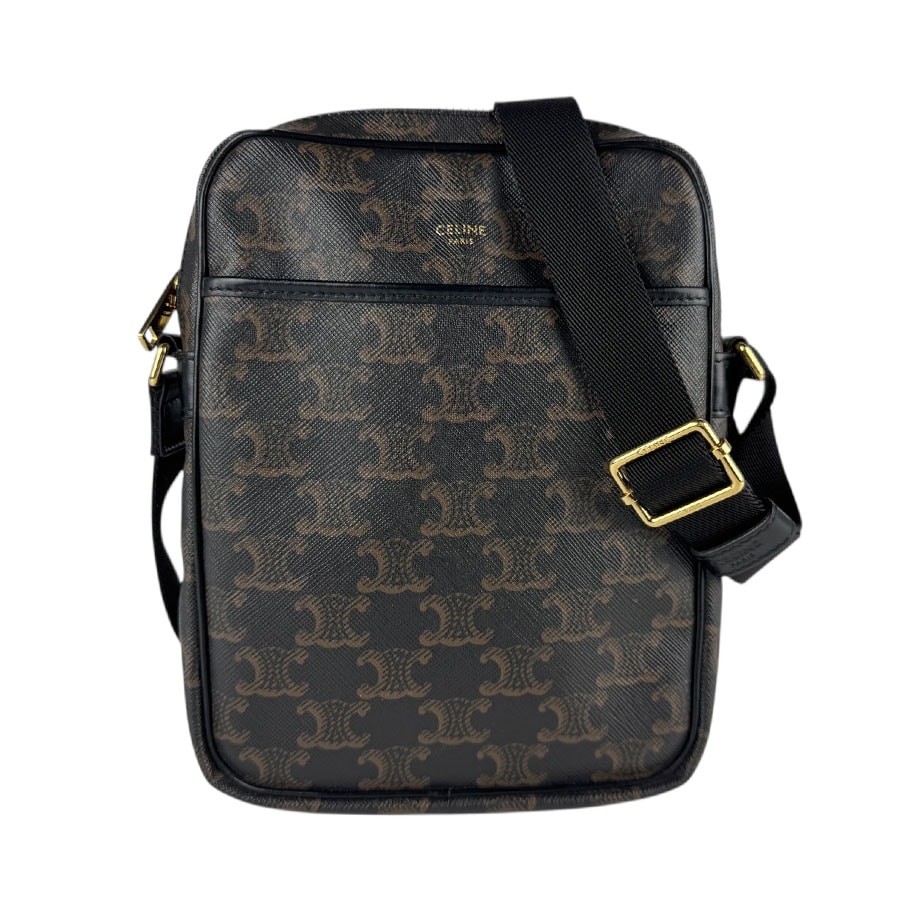 セリーヌ CELINE 斜め掛けショルダーバッグ バーティカル メッセンジャーバッグ PVC ブラック/ブラウン レディース【中古】 z7478