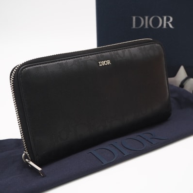 美品 Dior ディオール オブリーク ギャラクシー ロングジップウォレット 2ESBC252VPD 長財布 ブラック グレインカーフレザー メンズ