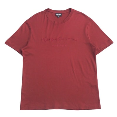 ■美品■GIORGIO ARMANI ジョルジオアルマーニ 半袖Tシャツ サイズ48 ロゴ刺繍 クルーネック トップス ブランド古着【中古】20250821/RA5804