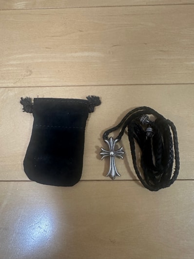 Chrome Hearts Small CH Cross Leather Braid W Bolo Tip Necklace "Silver"