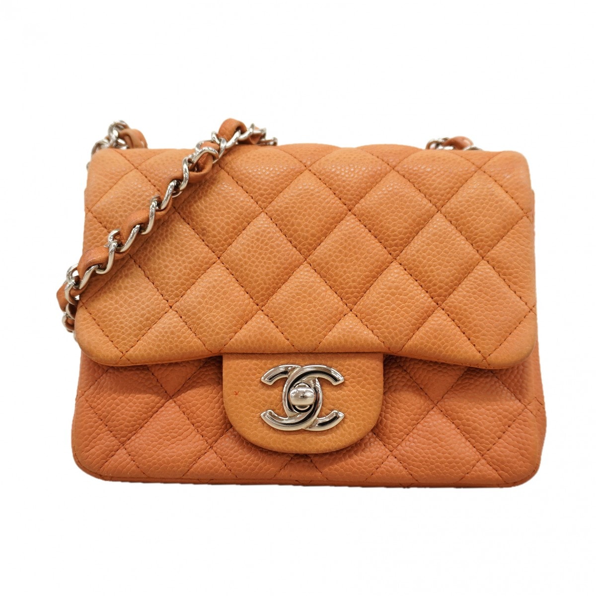 ★SALE【6fa1211】シャネル ショルダーバッグ ミニマトラッセ チェーンショルダー キャビアスキン ブラウン シルバー金具【中古】レディース