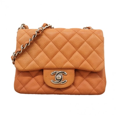 ★SALE【6fa1211】シャネル ショルダーバッグ ミニマトラッセ チェーンショルダー キャビアスキン ブラウン シルバー金具【中古】レディース