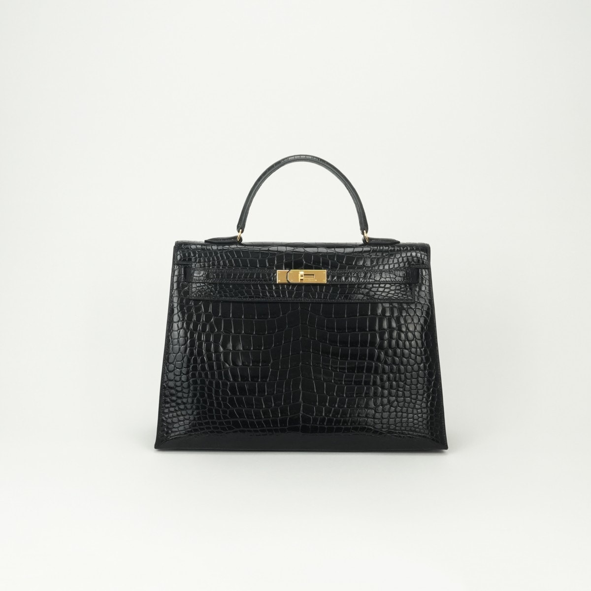 エルメス HERMES ケリー35 ケリー 35 バッグ トートバッグ ポロサス クロコダイル ノワール Noir ブラック Black 黒 ゴールド金具 ハンドバッグ 外縫い エキゾチック